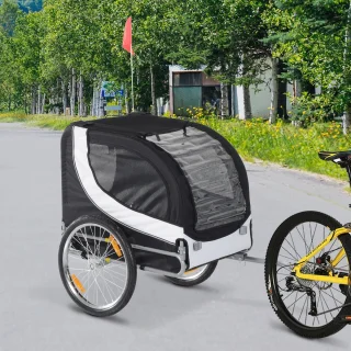 Paws Hondentrailer Fietskar Staal L130xB73xH94 Wit/Zwart