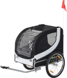 Paws Hondentrailer Fietskar Staal L130xB73xH94 Wit/Zwart