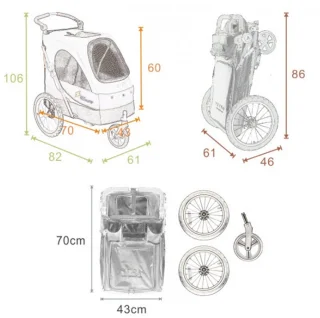 Petstro L Fietskar en Jogger Antraciet