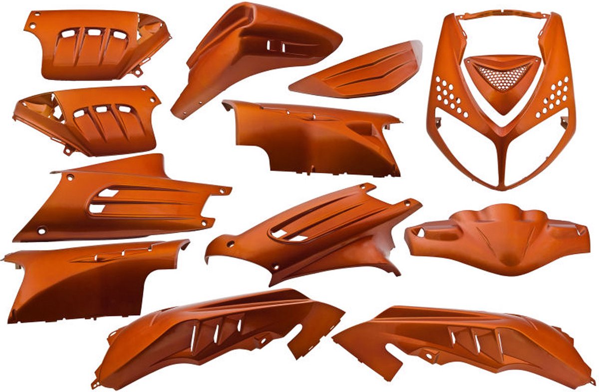 De Peugeot Speedfight 2 plaatset 13-delig oranje metallic in één oogopslag