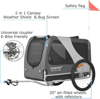 Premium XL Fietsaanhanger voor Grote Honden tot 45 kg