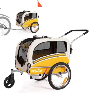 Sepnine 2-in-1 hondenfietskar en hondenbuggy geel