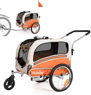 Sepnine 2-in-1 hondenfietskar en hondenbuggy oranje