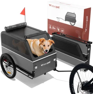 SnelShoppen Hondenfietskar XL - opvouwbare hondenkar met loopplank en veersysteem voor grote hond tot 45 kg