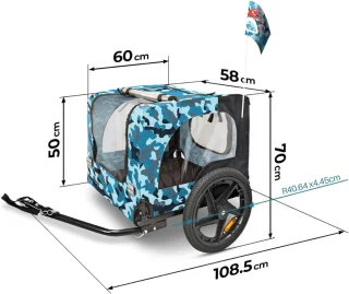 Wat vinden we goed aan de SVN® Hondenfietskar Fietsaanhanger - Militair Blauw 60×58×50 cm
