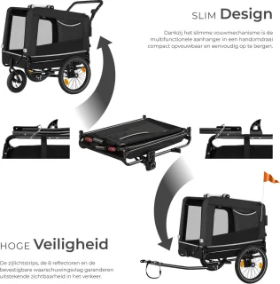 tectake® Hondenkar - Hondenbuggy en Fietskar