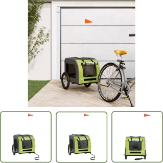 The Living Store Hondenfietstrailer Oxford Groen-Grijs