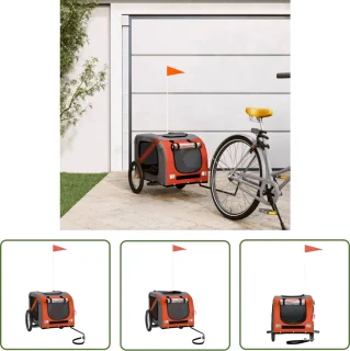 The Living Store Hondenfietstrailer Oxford Oranje Zwart
