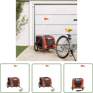 The Living Store Hondenfietstrailer Oxford Oranje Zwart