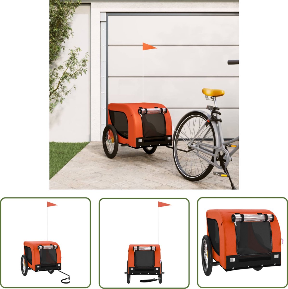De The Living Store Hondenfietstrailer Oxford Oranje/Zwart in één oogopslag