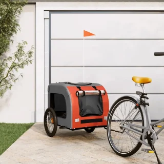 The Living Store Hondenfietstrailer Oxfordstof Oranje-Grijs