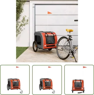 The Living Store Hondenfietstrailer Oxfordstof Oranje-Grijs
