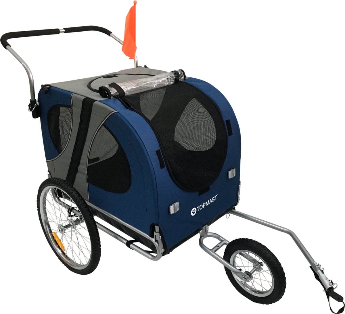 Wat vinden we goed aan de Topmast Easy Flow Hondenfietskar Medium Blauw
