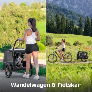 TrevoPet Hondenfietskar 2-in-1 Opvouwbaar voor Kleine en Grote Honden