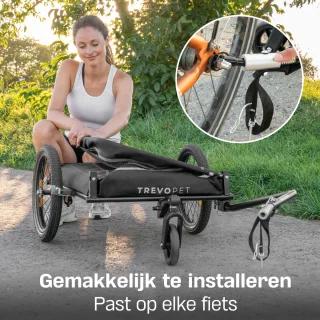 TrevoPet Hondenfietskar 2-in-1 Opvouwbaar voor Kleine en Grote Honden