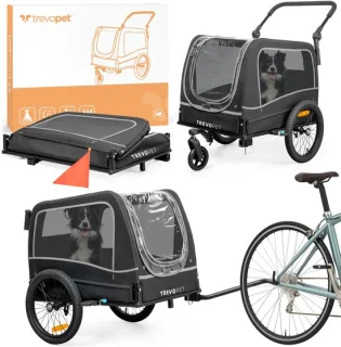 TrevoPet hondenfietskar opvouwbaar 2-in-1 fiets en hondenbuggy