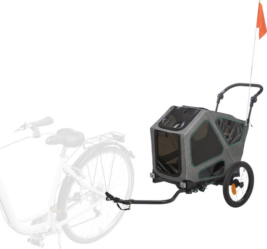 Comfortabel fietsen met je hond: de Trixie Hondenfietskar Grijs/Salie