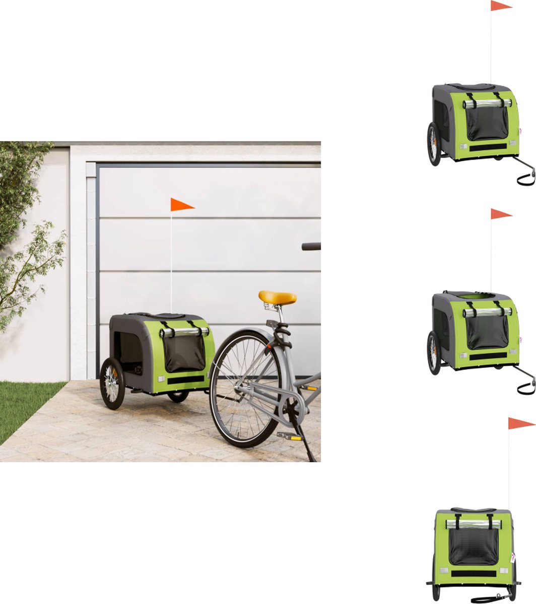 De vidaXL Fietskar Buggy Oxford Groen-Grijs in één oogopslag