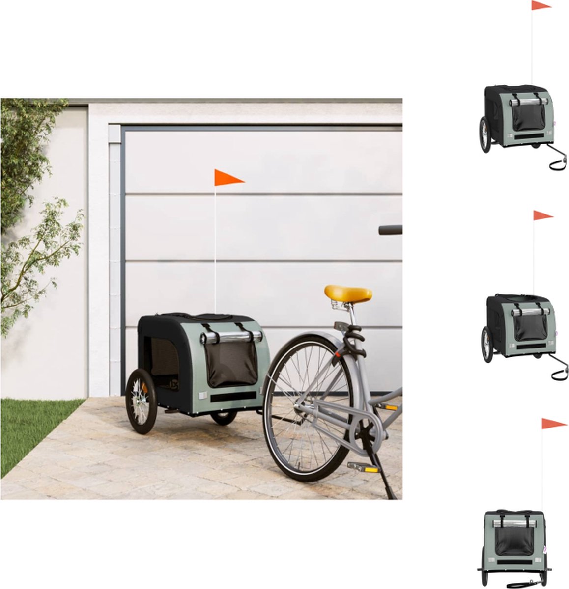 vidaXL Fietskar Hondenfietskar Oxford Zwart-Grijs