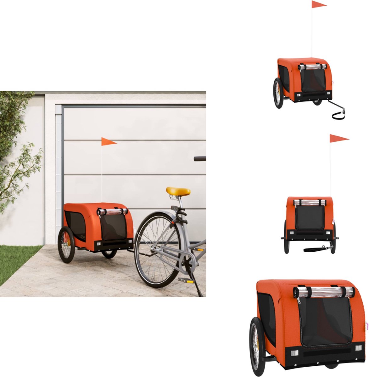 vidaXL Fietskar Oxford Stof Oranje/Zwart