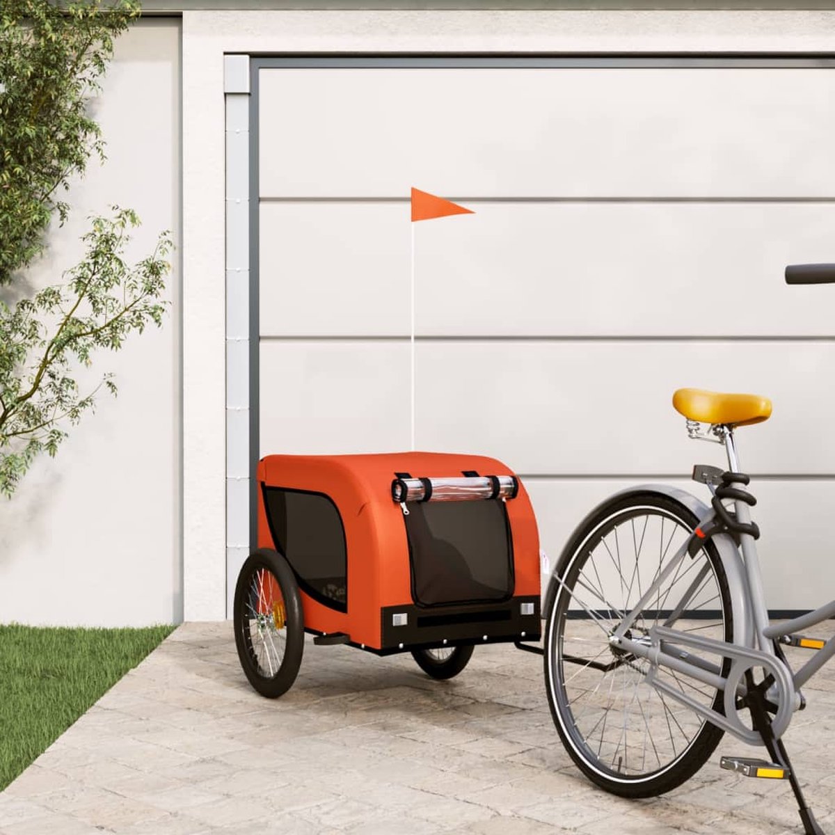 vidaXL Fietskar Oxford Stof Oranje/Zwart