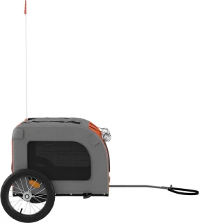 vidaXL Fietstrailer Hondenfietskar Oxford Stof Oranje Grijs