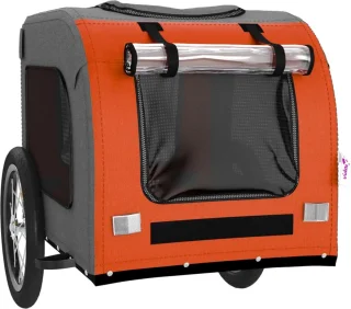 vidaXL Fietstrailer Hondenfietskar Oxford Stof Oranje Grijs