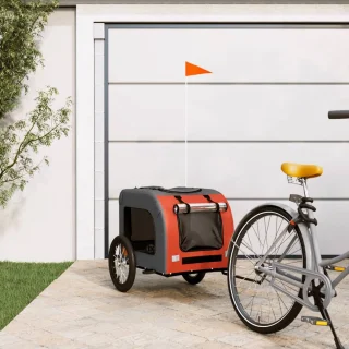 vidaXL Fietstrailer Hondenfietskar Oxford Stof Oranje Grijs