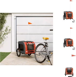 vidaXL Fietstrailer Hondenfietskar Oxford Stof Oranje Grijs