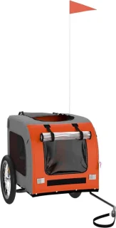 vidaXL Fietstrailer Hondenfietskar Oxford Stof Oranje Grijs