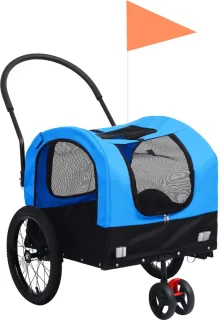 vidaXL Fietstrailer Huisdierenfietskar blauw/zwart