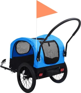 vidaXL Fietstrailer Huisdierenfietskar blauw/zwart