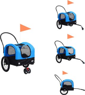 De vidaXL Fietstrailer Huisdierenfietskar blauw/zwart in één oogopslag
