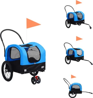 vidaXL Fietstrailer Huisdierenfietskar blauw/zwart