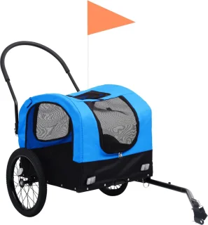 vidaXL Fietstrailer Huisdierenfietskar blauw/zwart