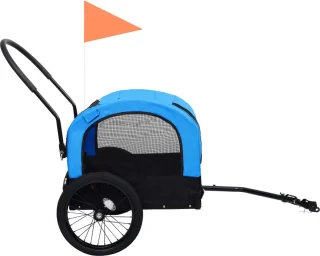 vidaXL Fietstrailer Huisdierenfietskar blauw/zwart