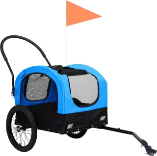 vidaXL Fietstrailer Huisdierenfietskar blauw/zwart
