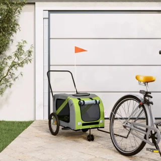 vidaXL Hondenfietskar Oxford Stof Groen/Grijs