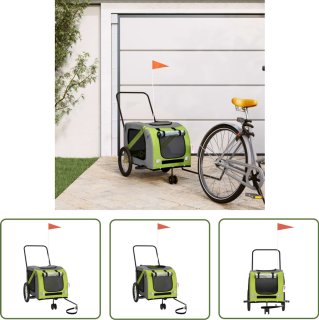 De vidaXL Hondenfietskar Oxford Stof Groen/Grijs in één oogopslag