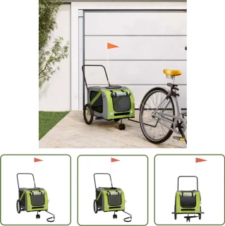 vidaXL Hondenfietskar Oxford Stof Groen/Grijs
