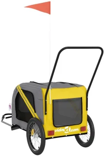 vidaXL Hondenfietstrailer geel/grijs