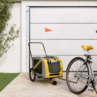 vidaXL Hondenfietstrailer geel/grijs