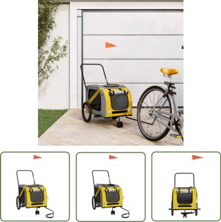De vidaXL Hondenfietstrailer geel/grijs in één oogopslag