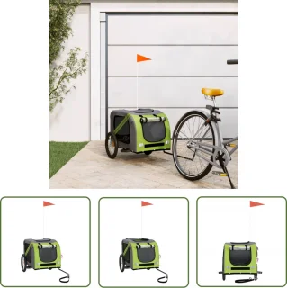 vidaXL Hondenfietstrailer Oxford Groen-Grijs