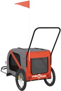 vidaXL Hondenfietstrailer Oxford Oranje/Grijs