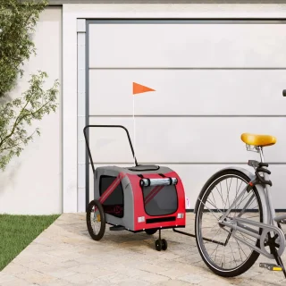 vidaXL Hondenfietstrailer Oxford Oranje/Grijs