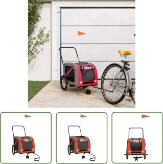 vidaXL Hondenfietstrailer Oxford Oranje/Grijs