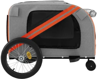 vidaXL Hondenfietstrailer Oxford Oranje/Grijs