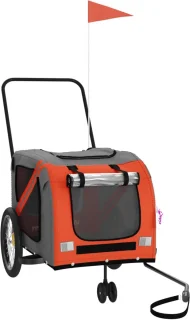 vidaXL Hondenfietstrailer Oxford Oranje/Grijs