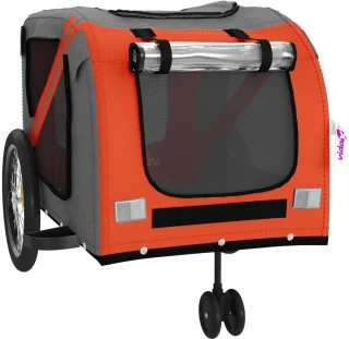 vidaXL Hondenfietstrailer Oxford Oranje/Grijs